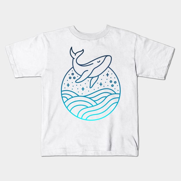 Jumping Whale Kids T-Shirt by VEKTORKITA